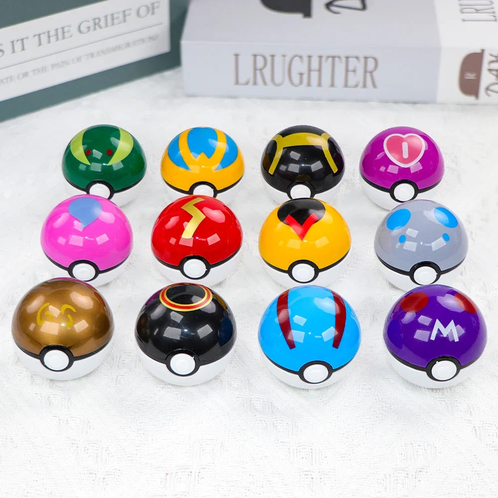 12PCS Pokemon Ball Pokeball Pikachu Pokeball Action Figure Cartoon Anime Kawaii Doll Poke Ball Collection Birthday Gifts