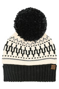 C.C Fair Isle Pattern Yarn Pom Beanie