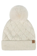 C.C Leaf Pattern Faux Fur Pom Solid Beanie
