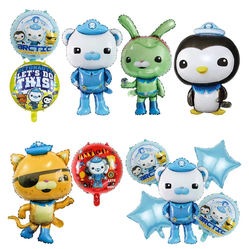 Cartoon 6pcs The Octonauts Balloons Polar Bear Cat Penguin Foil Ballons Sea Animal Air Balls Children Birthday Party Decoration