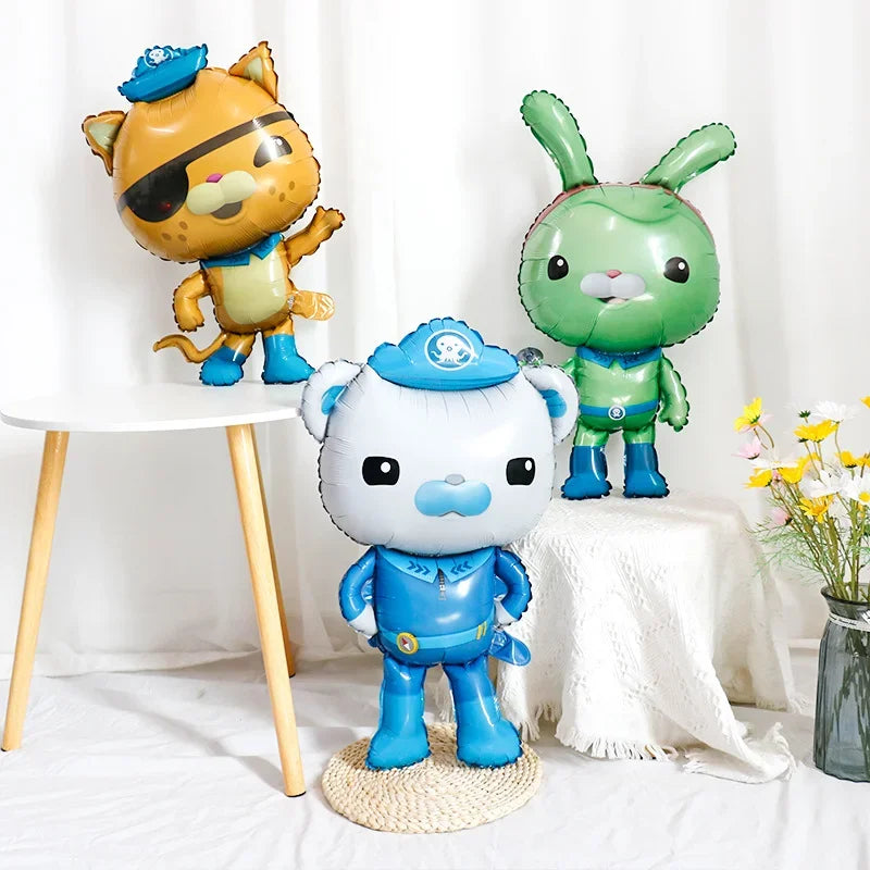 Cartoon 6pcs The Octonauts Balloons Polar Bear Cat Penguin Foil Ballons Sea Animal Air Balls Children Birthday Party Decoration