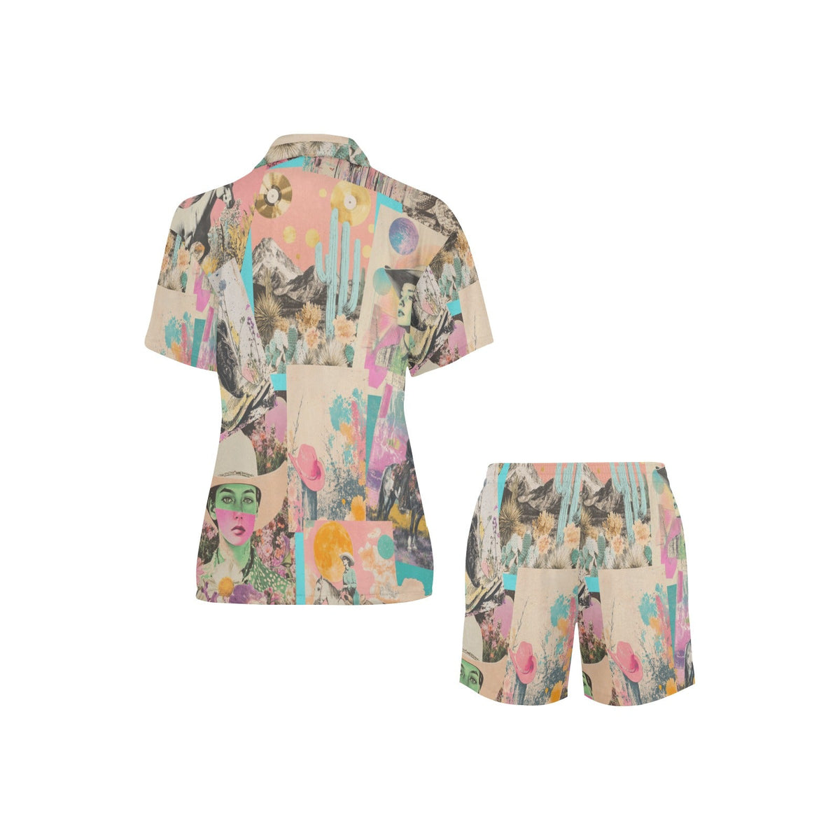 Baha Ranch Retro Pop Western Collage Pajama Set