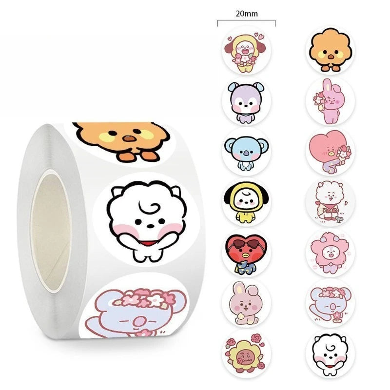 BT21 RJ Chimmy Tata Cooky 500pcs stickers high-quality cartoon anime prints creative DIY diary and doodle stickers for students