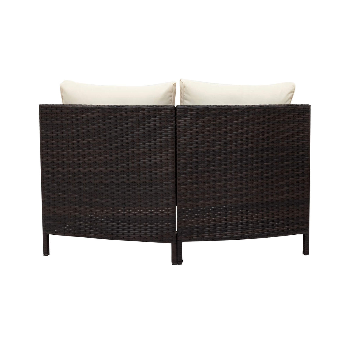Premium 5-Piece All-Weather Half-Moon Outdoor Rattan Wicker Patio Sectional Sofa Furniture Set With Tempered Glass Table (SAK32615)