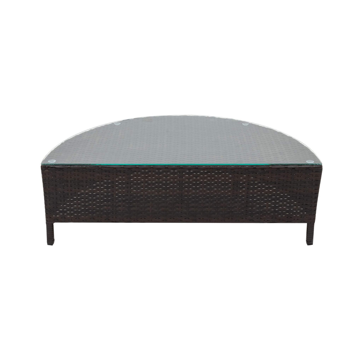Premium 5-Piece All-Weather Half-Moon Outdoor Rattan Wicker Patio Sectional Sofa Furniture Set With Tempered Glass Table (SAK32615)