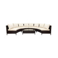 Premium 5-Piece All-Weather Half-Moon Outdoor Rattan Wicker Patio Sectional Sofa Furniture Set With Tempered Glass Table (SAK32615)