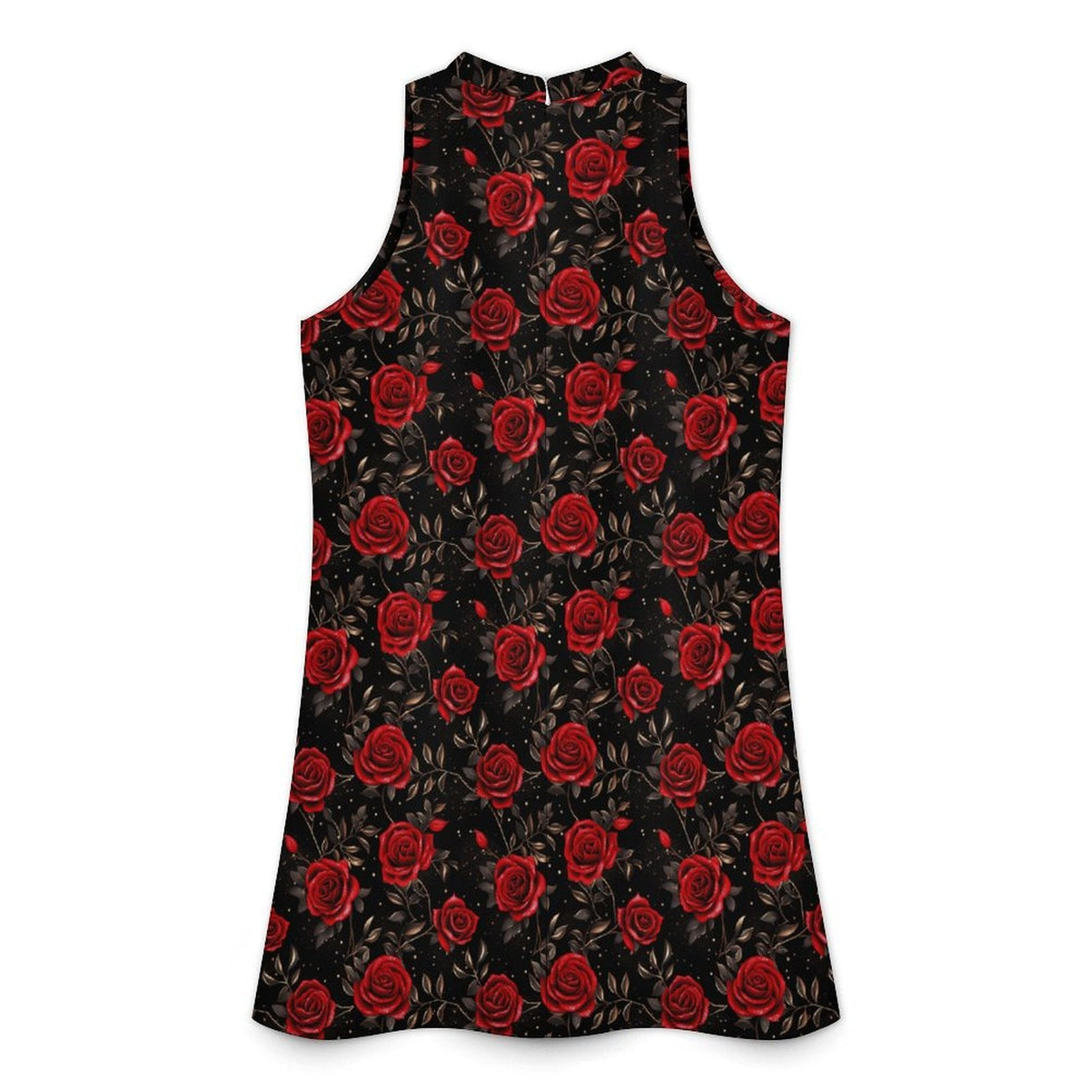 Baha Ranch Coloers de Mexico Romantic Red Roses Sleeveless Mini Dress
