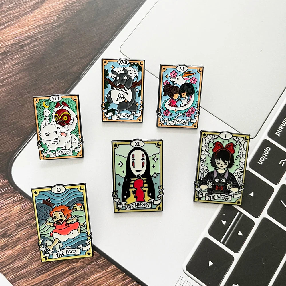 6pcs Anime Animal Enamel Brooch Set Cartoon Cat Design Metal Pins Fashion Accessories for Backpacks Ideal Jewelry Gift for Girls