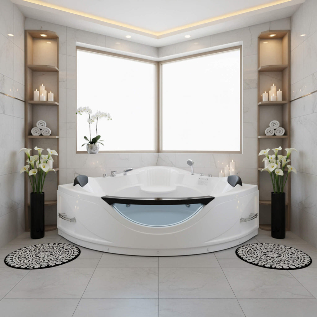 Celestia 59-Inch 2-Person Luxury Corner Whirlpool Jetted Bathtub (SAK97310)