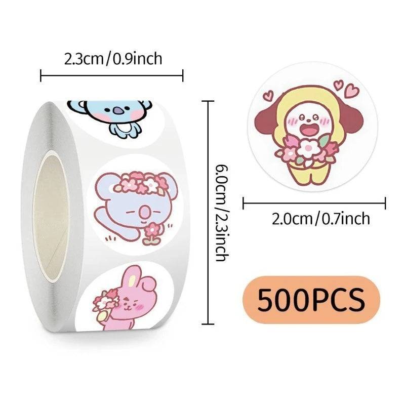 BT21 RJ Chimmy Tata Cooky 500pcs stickers high-quality cartoon anime prints creative DIY diary and doodle stickers for students