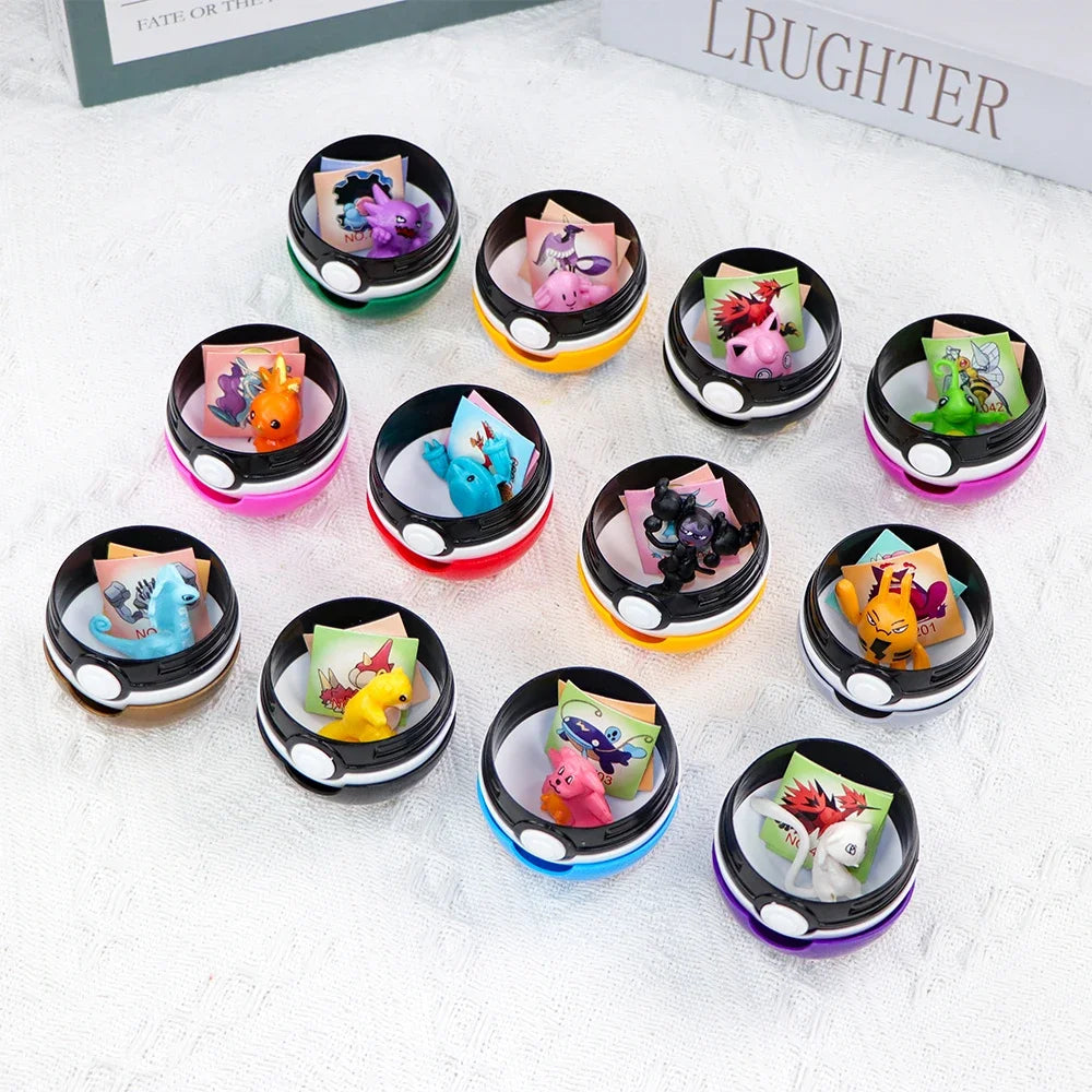 12PCS Pokemon Ball Pokeball Pikachu Pokeball Action Figure Cartoon Anime Kawaii Doll Poke Ball Collection Birthday Gifts