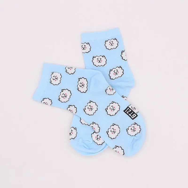 BT21 Koya RJ Cooky Shooky Tata mid-calf socks creative high-fashion anime cartoon print couple autumn and winter warm long socks