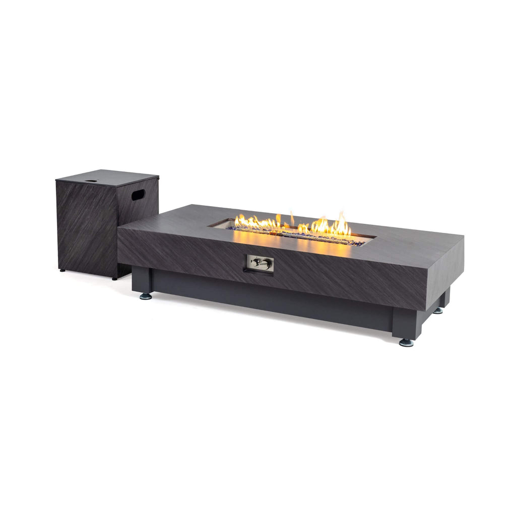 Premium 60-Inch Rectangular Outdoor Modern Propane Fire Pit Table With Rain Cover (SAK91273)