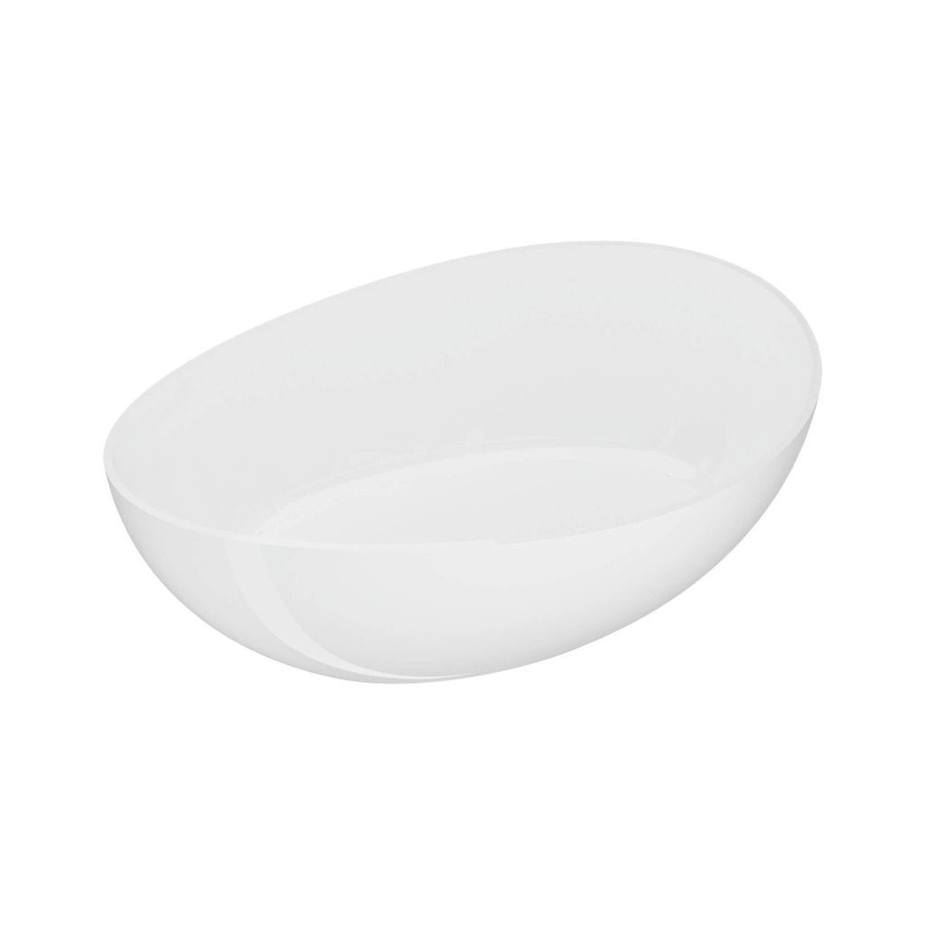 63-Inch Freestanding Glossy White Stone Resin Bathtub With Overflow And Drain (SAK42613)