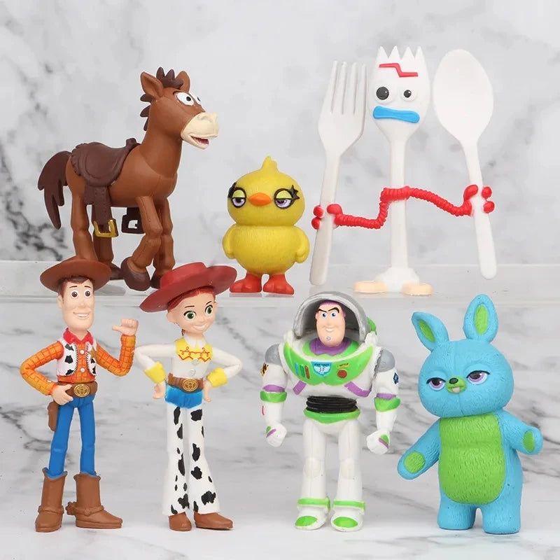 Toy Story 5 Action Figures Toys Woody Buzz Lightyear Jessie Lilypad Dolls Cake Toppers Desktop Ornaments Birthday Christmas Gift
