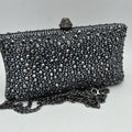 Rhinestone Embellished Box Clutch Bag with Removable Chain Strap