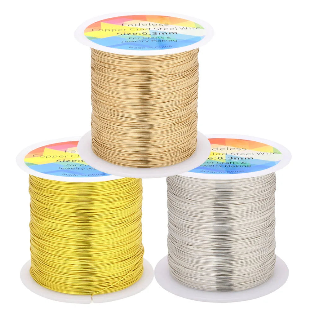 100m/328ft Fadeless Copper Clad Steel Wire Bendable Metal Sculpting Wire for Craft Floral Jewelry Making 0.3/0.4mm