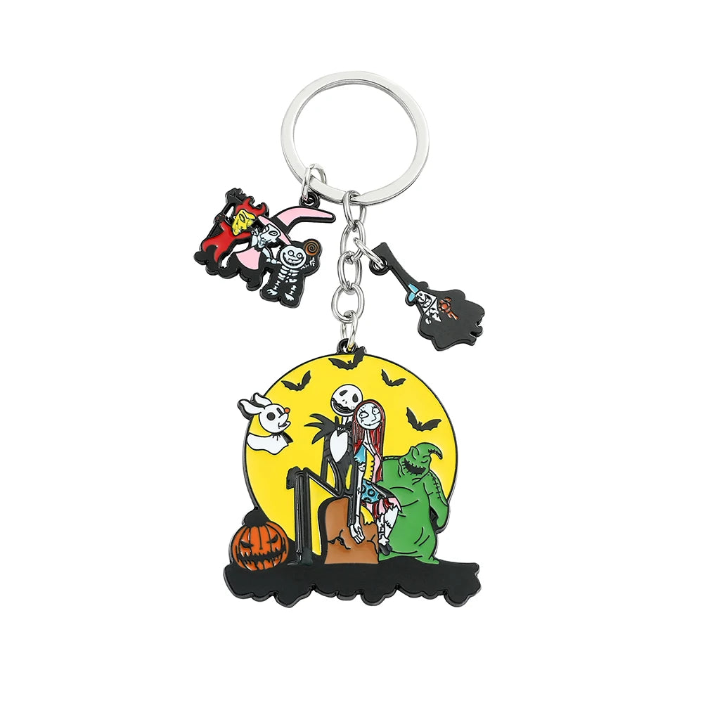 The Nightmare Before Christmas Keychain Sally Jack Skellington Halloween Keyrings Car Key Holder for Couple Gifts