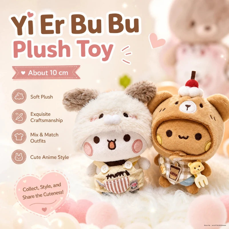 New Bubu And Yier Panda Plush Doll Suit Soft Anime Toy Kawaii Cartoon Fluffy Bear Bag Car Key Pendant Decoration Couple Gift