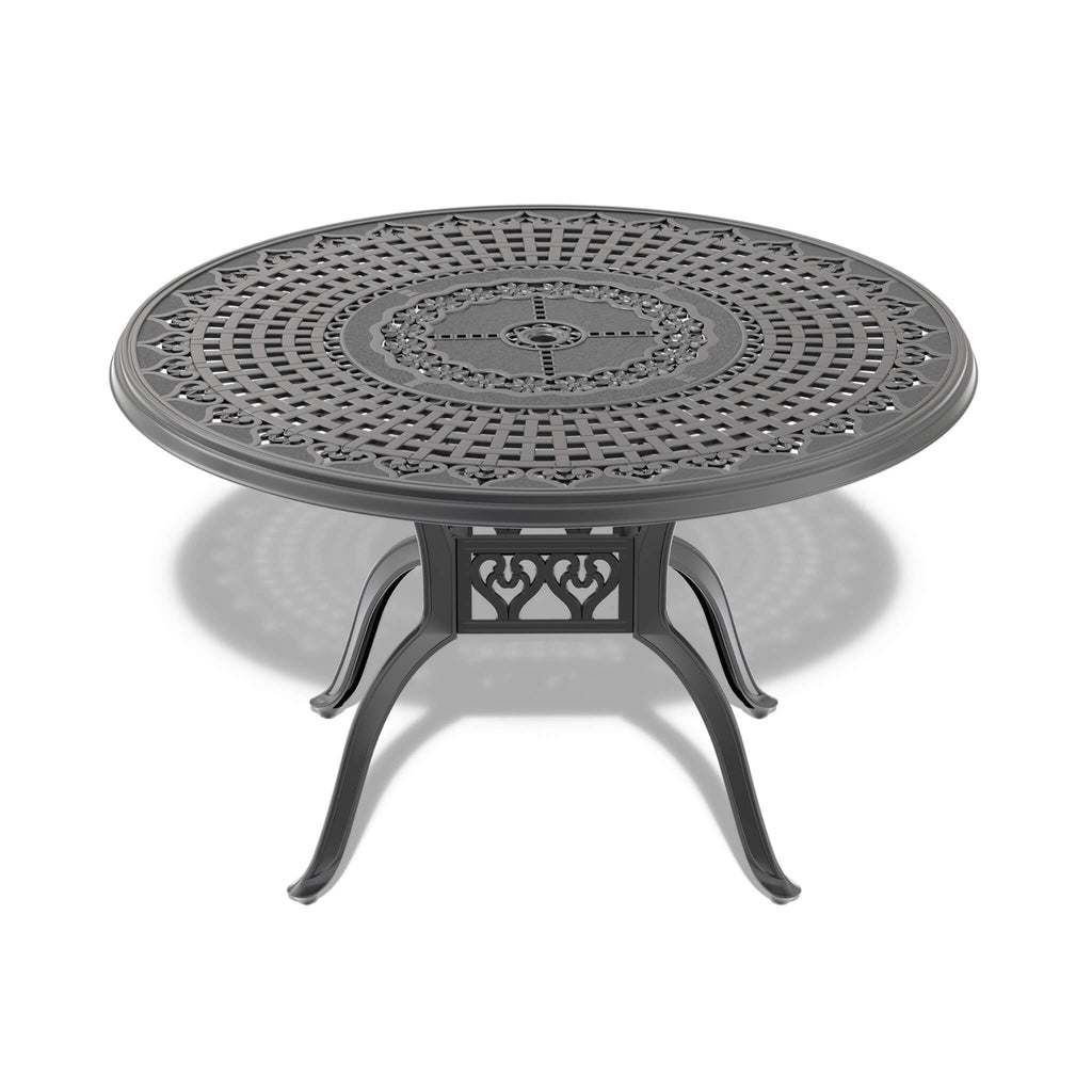 7-Piece Cast Aluminum Patio Furniture Set With Black Frame And Off-White Cushions (SAK12948)