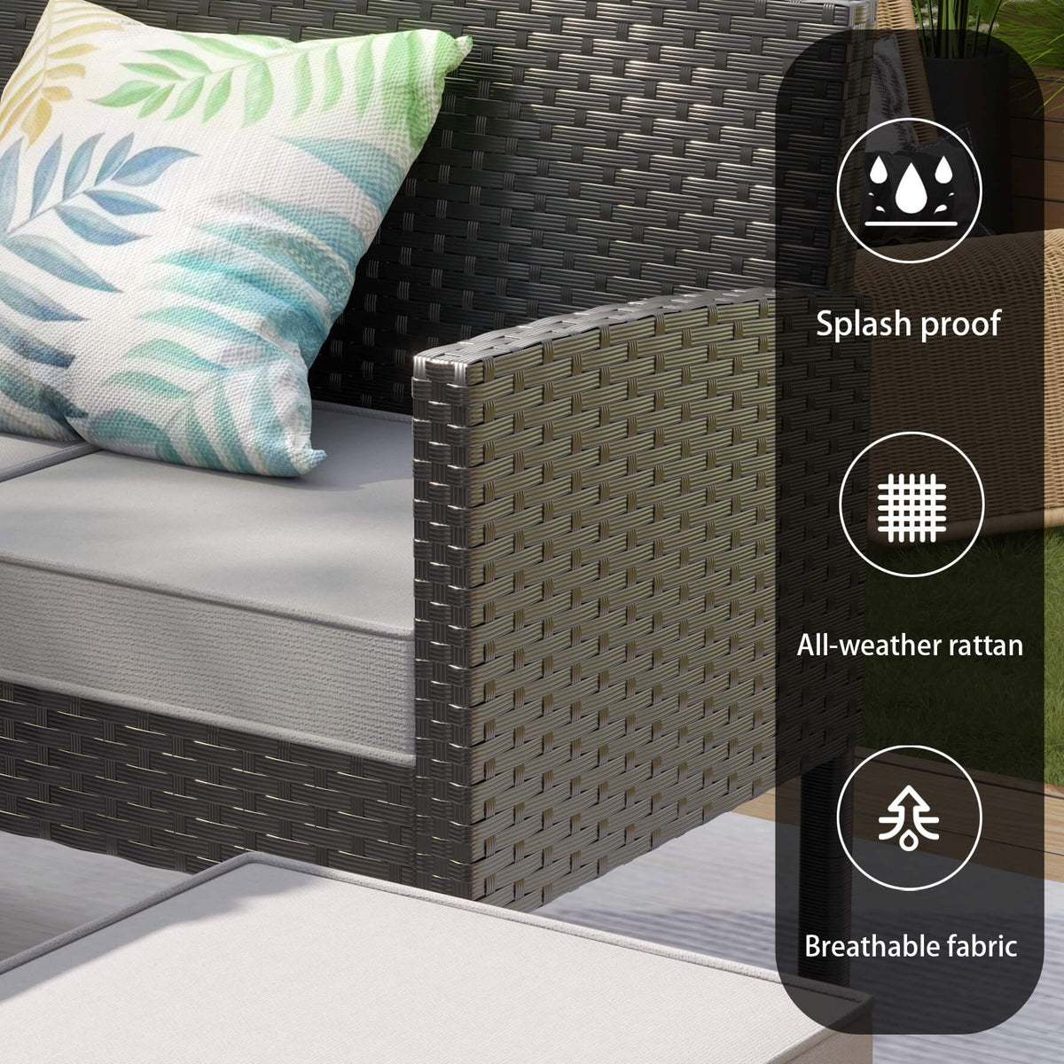 7-Piece Modern Outdoor Patio Furniture Set With Waterproof Cushions & Glass Table (SAK55673)