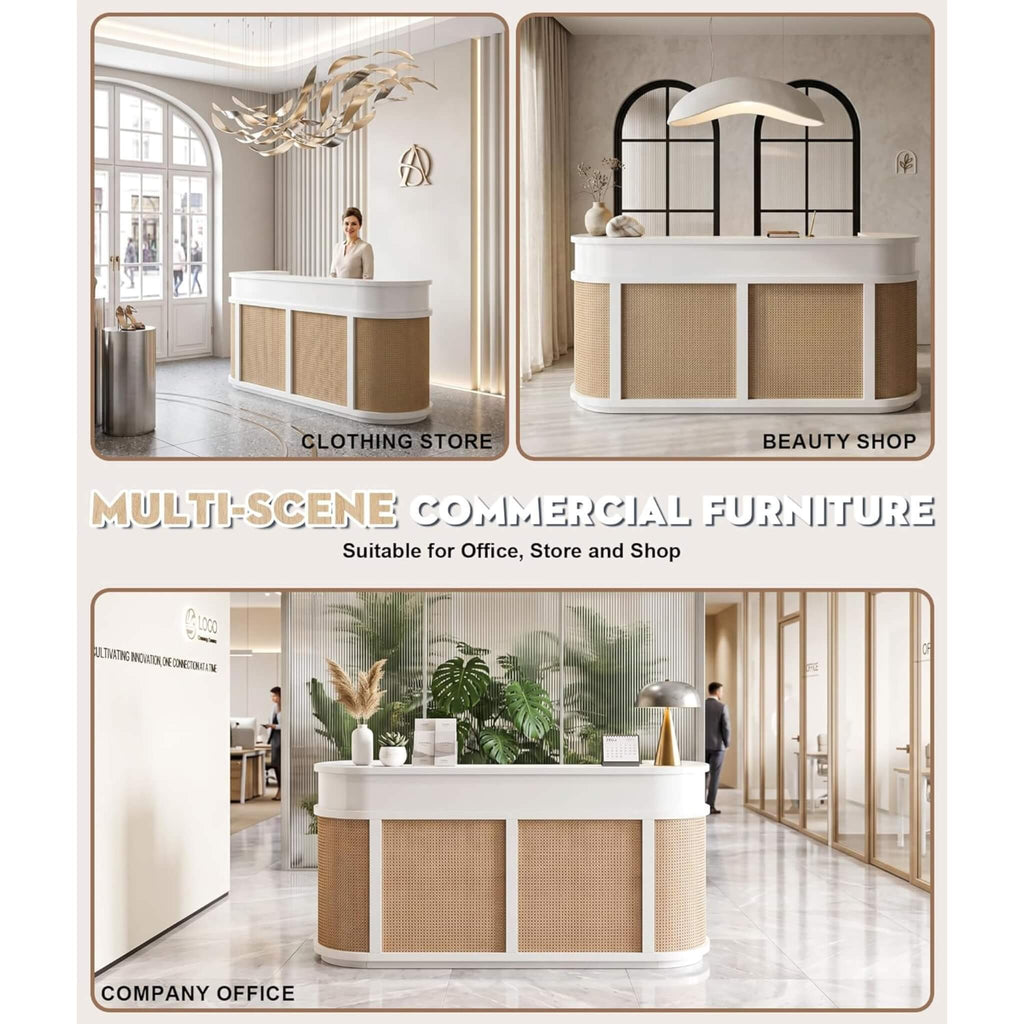70-Inch Modern Wooden Reception Desk With Lockable Drawers (SAK26148)