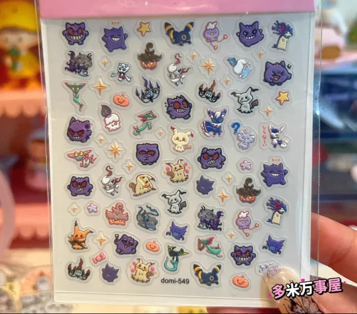 Eeveelution Nail Stickers  Anime Peripheral Cute Cartoon Creativity Exquisite Sticker New Fashion Exquisite Diy Sticker