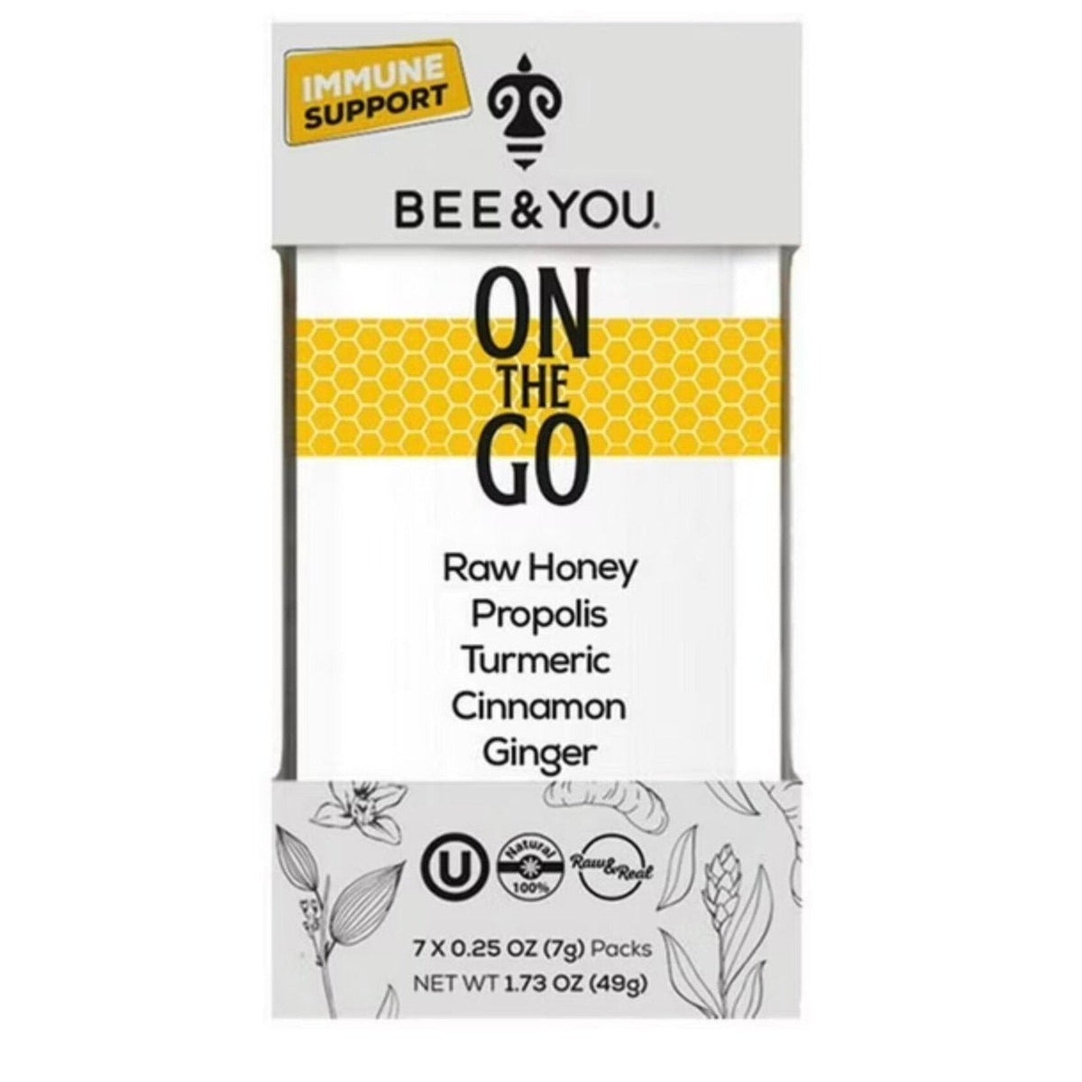 Set of 7 Bee & You 1.73 oz On the Go Immunity Honey Packets