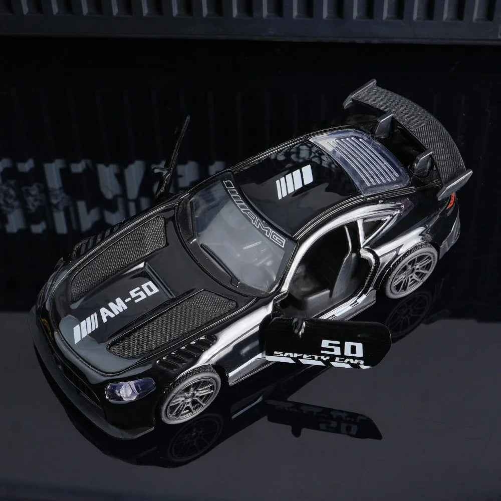 AMG Diecast Car Model, Alloy Sports Car Decor, 10.6cm Black Collectible Vehicle, Premium Desktop Ornament for Car Enthusiasts