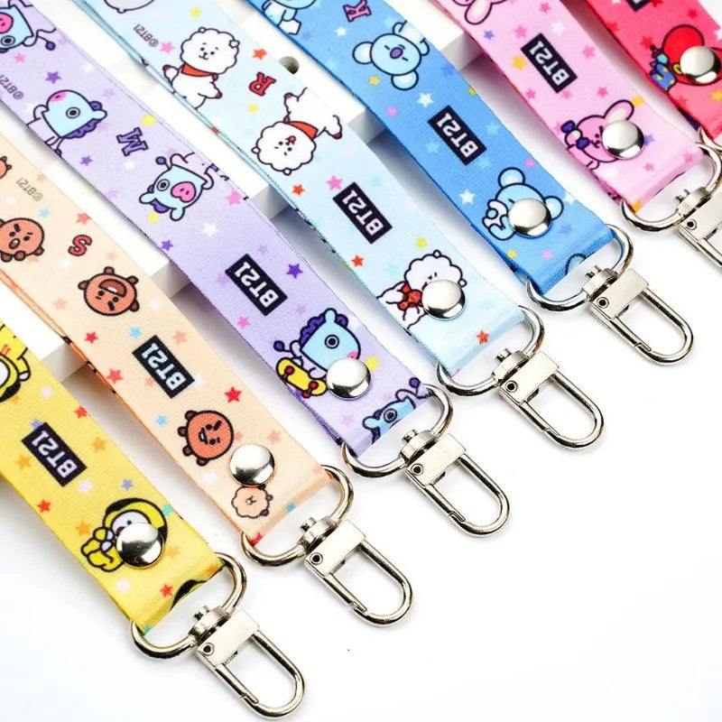 BT21 Koya Shooky Tata Cooky Mang phone lanyard creative high-quality anime cartoon print cute short anti-lost strap for couples