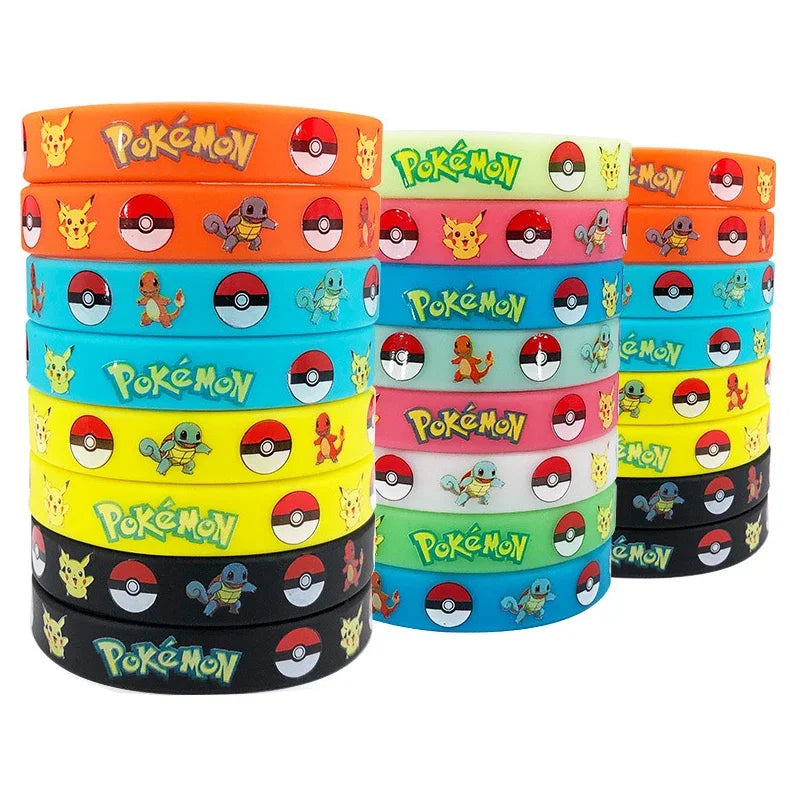 6pcs Pokemon Bracelet Anime Pocket Pikachu Noctilucent Cartoon Silicone Wristband Bracelets Kawaii Cosplay Accessoires Gift