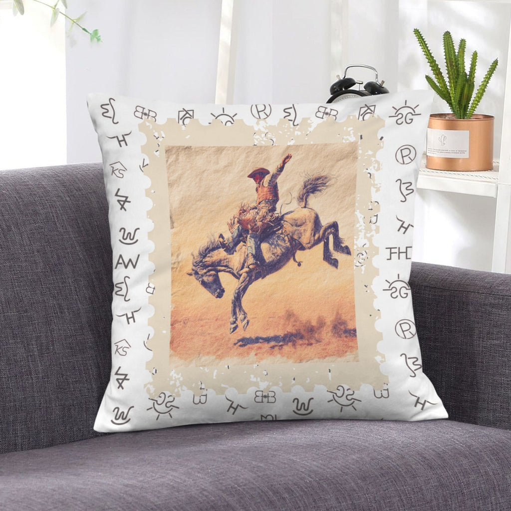 Baha Ranch Stamped Rodeo Cowboy Velvety Soft Pillow Case Made in America