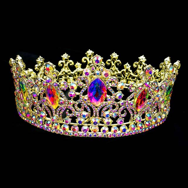Oval Crystal Accented Pageant Crown Tiara