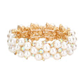 Pearl Flower Cluster Link Stretch Bracelet