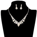 Round Stone Flower Accented Rhinestone Pave Necklace