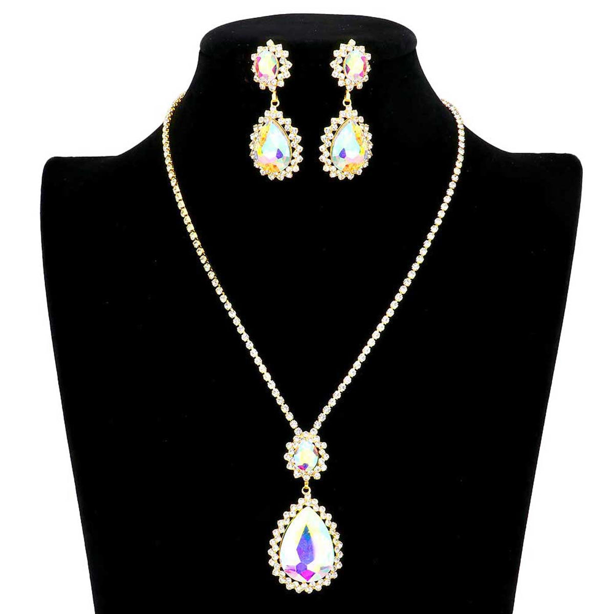 Teardrop Accented Rhinestone Necklace