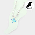 Enamel Starfish Charm Round Stone Anklet