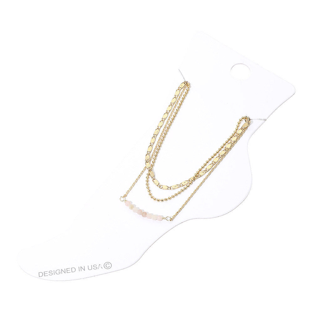 Beaded Accent Layered Chain Anklet