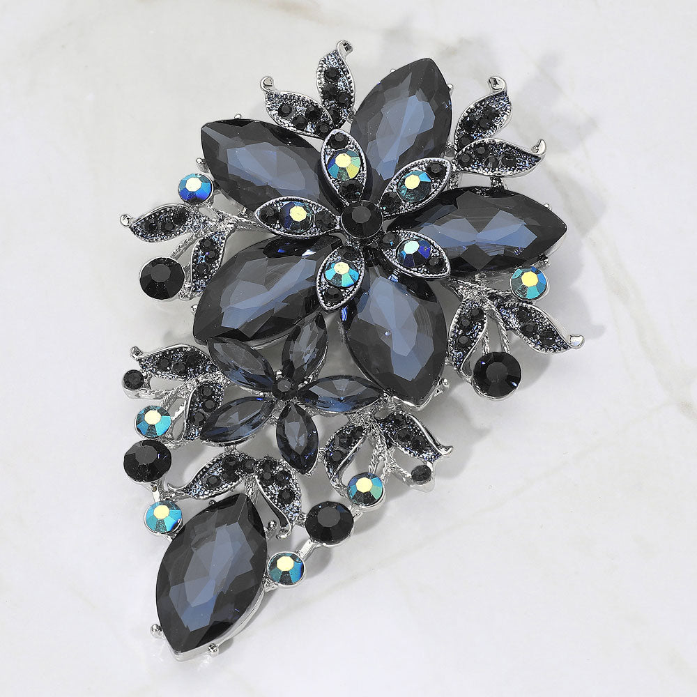 Glass Crystal Flower Cluster Bouquet Pin Brooch