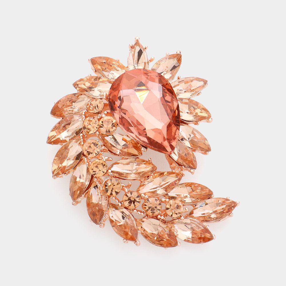 Glass Crystal Marquise Cluster Brooch / Pendant