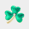 Enamel Shamrock Clover Pin Brooch