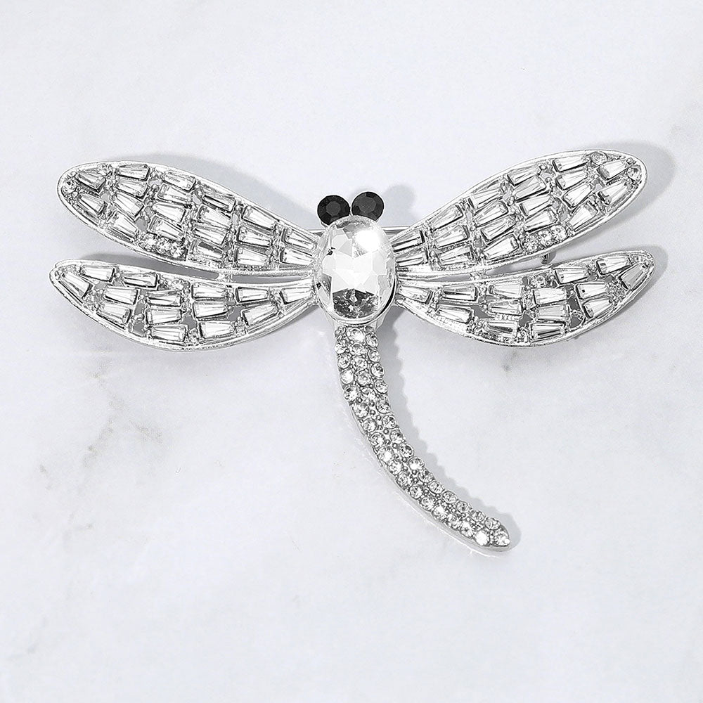 Sparkling Stone Embellished Dragonfly Pin Brooch