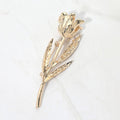Textured Metal Tulip Stem Pin Brooch