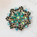 Floral Rhinestone Cluster Pin Brooch