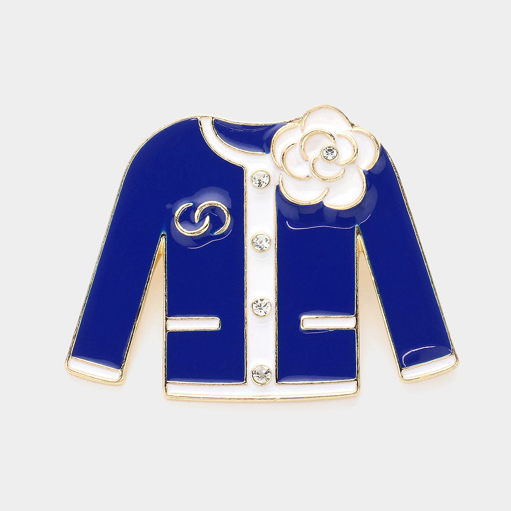 Enamel Flower Pointed Jacket Pin Brooch
