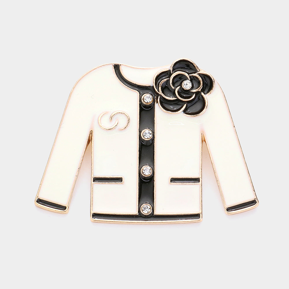 Enamel Flower Jacket Pin Brooch