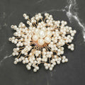 Pearl Cluster Floral Pin Brooch Alligator Snap Hair Clip