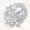 Crystal Pave Leaf Cluster Pin Brooch