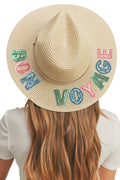 BON VOYAGE Sequin Letter Panama Hat