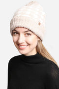Houndstooth Pom Pom Beanie with Lining